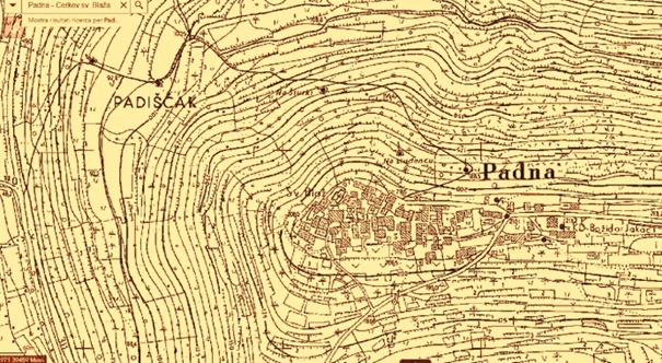 Topografija Padne sredi prejšnjega stoletja